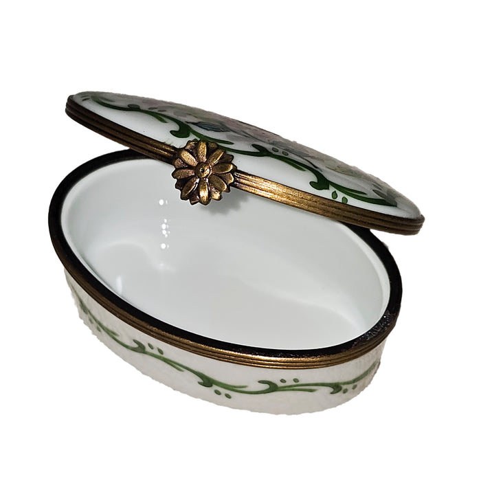 Pink Floral Limoges Box for Elegant Gifts Porcelain Limoges Round French Trinket Box