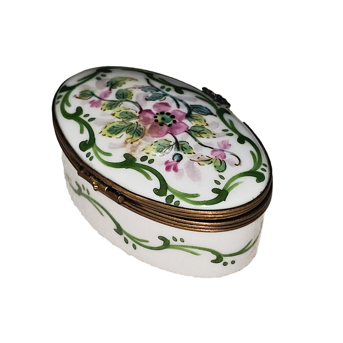 Pink Floral Limoges Box for Elegant Gifts Porcelain Limoges Round French Trinket Box