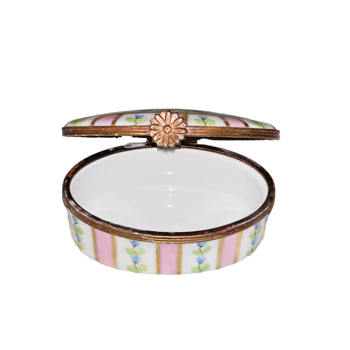 Pink Floral Limoges Box for Home Decor Porcelain Limoges Round French Trinket Box