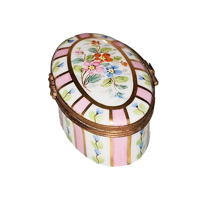 Pink Floral Limoges Box for Home Decor Porcelain Limoges Round French Trinket Box