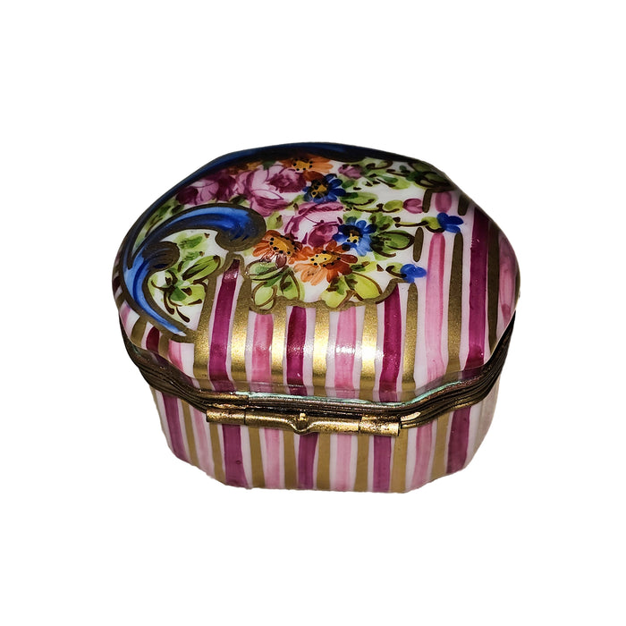 Pink Floral Limoges Box for Elegant Decor Porcelain Limoges Shaped French Trinket Box