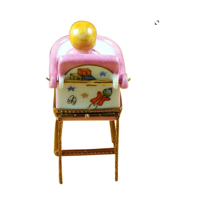 A thoughtful gift for Francophiles: the Baby in Pink Highchair for New Mothers Limoges box