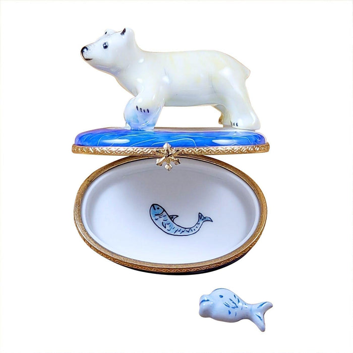 Polar Bear Fish Limoges Box – Handcrafted French Porcelain