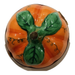 Halloween pumpkin Limoges box, top view with green leaves and vines