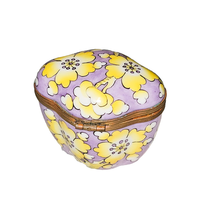 Purple Floral Keepsake Box Porcelain Limoges Shaped French Trinket Box