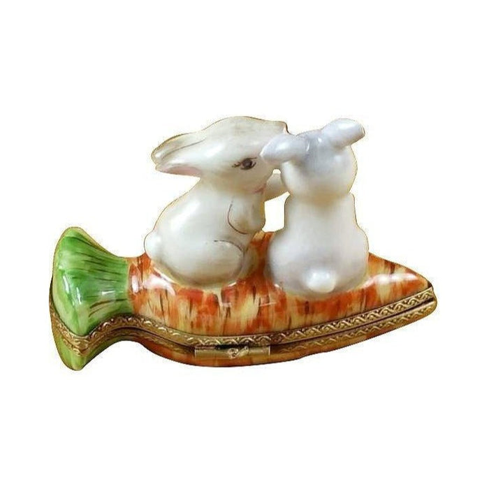 Gift idea for someone who loves France: Rabbits Snuggling Carrot Limoges box