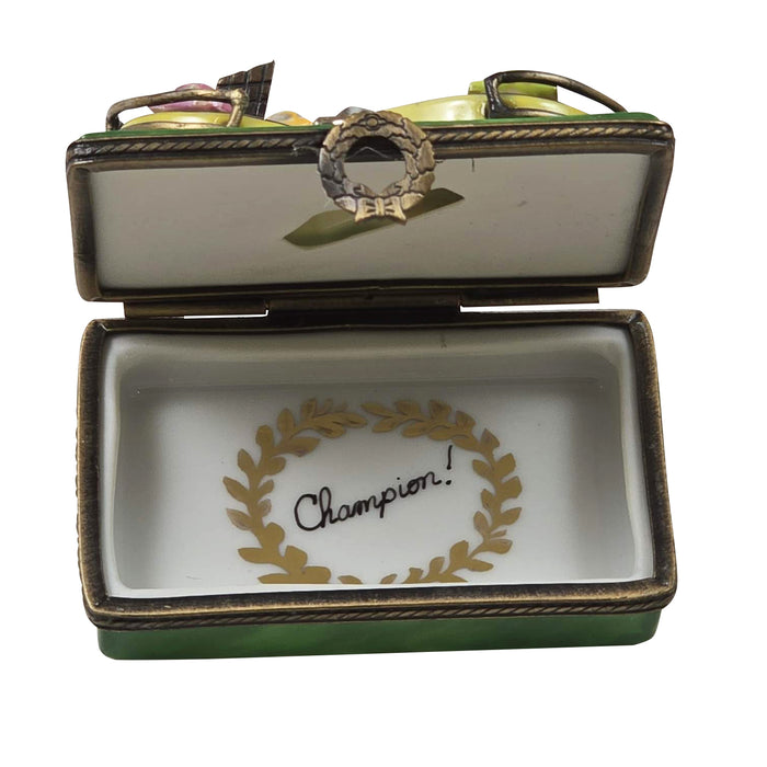 Race Cars Limoges Box for Racing Fans Porcelain Limoges sports vehicle French Trinket Box