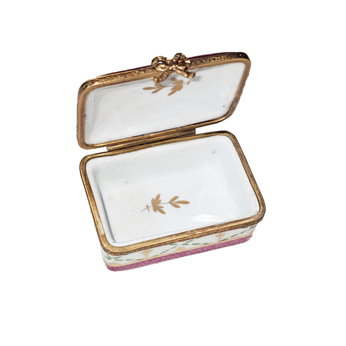 Red Floral Elegance Box for Collectors Porcelain Limoges Square French Trinket Box