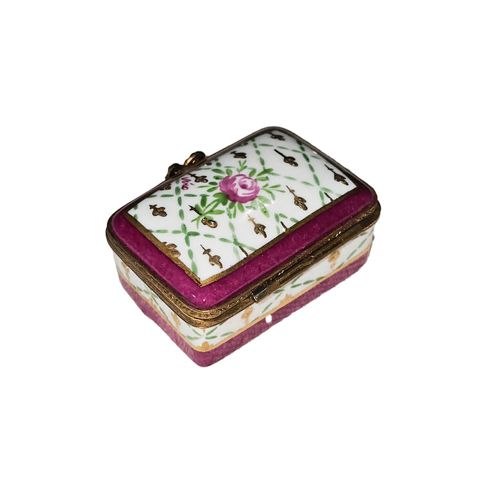 Red Floral Elegance Box for Collectors Porcelain Limoges Square French Trinket Box