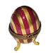 Red Gold Striped Egg for Elegant Collectors Porcelain Limoges egg French Trinket Box