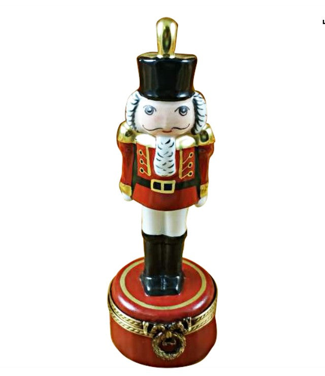 RED BASE NUTCRACKER WITH PLUME Authentic Limoges Box