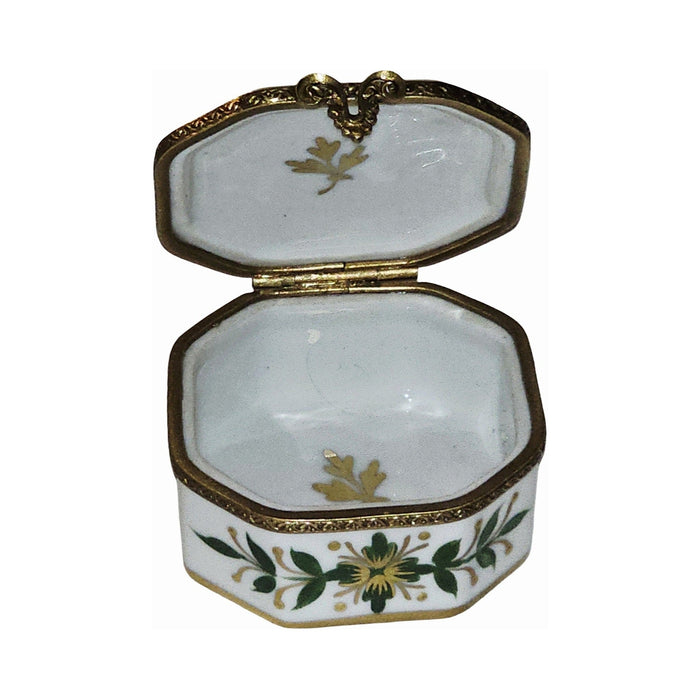 Treasured French collectible: Emperor Gold Bee Wreath Hexagon Limoges box, painted by hand