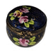 Painted details on the Cobalt Blue Round with Roses Limoges box, French art in miniature