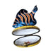 The painter's artistry shows on this Blue Fish Orange Stripe Limoges box