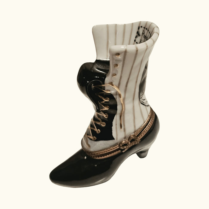 Pin Striped Victorian Boot