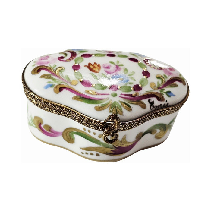 Shaped with Pink Flowers Limoges box, an heirloom-quality piece for collectors