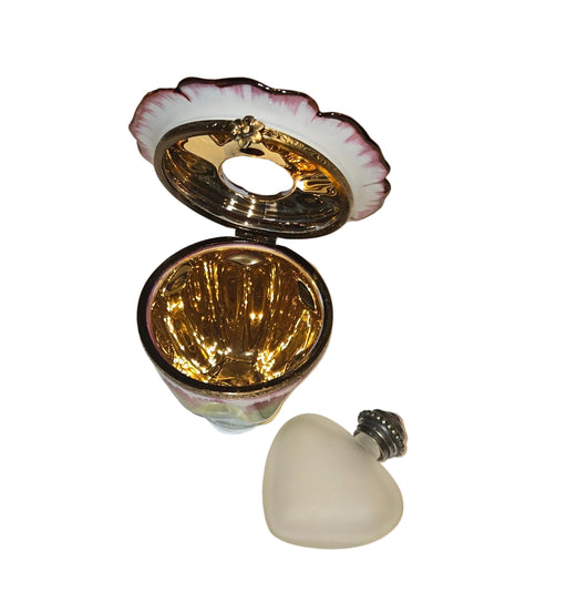 White Pink Flower w Perfume Authentic Limoges Box