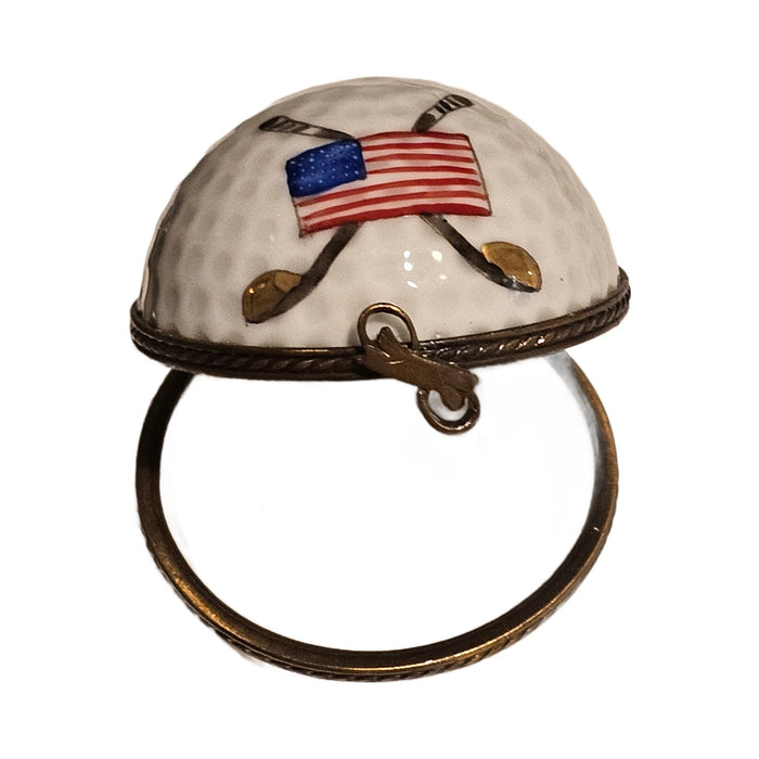 A thoughtful gift for Francophiles: the American Flag White Golf Ball Limoges box