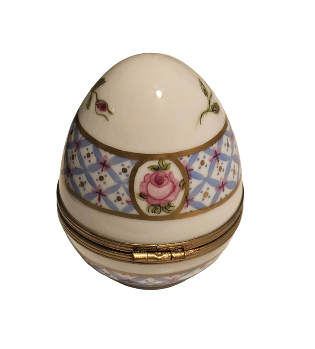 Blue W Roses Egg Limoges Box | Limoges Box
