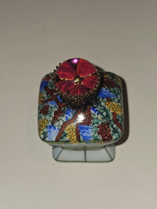 Colorful Flowers on Tent Bottle | Authentic Limoges Box
