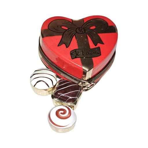 Authentic Always Je T'aime Red Heart with Removable Chocolates Limoges box, hand-painted in France, from Limoges Boutique