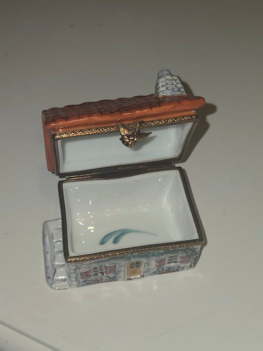 White House w Red Roof Limoges Box | Cottage Home Gift