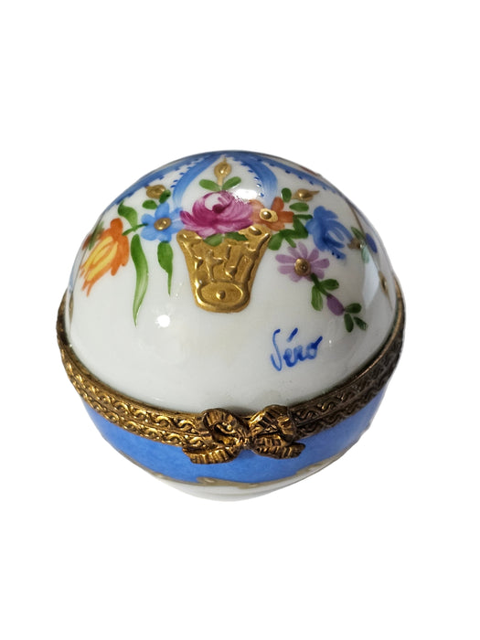 Mini Blue Floral Ball Box for Collectors