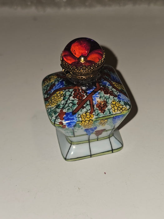Colorful Flowers on Tent Bottle | Authentic Limoges Box