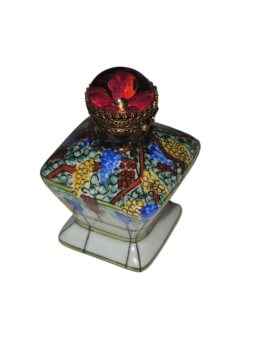 Colorful Flowers on Tent Bottle | Authentic Limoges Box