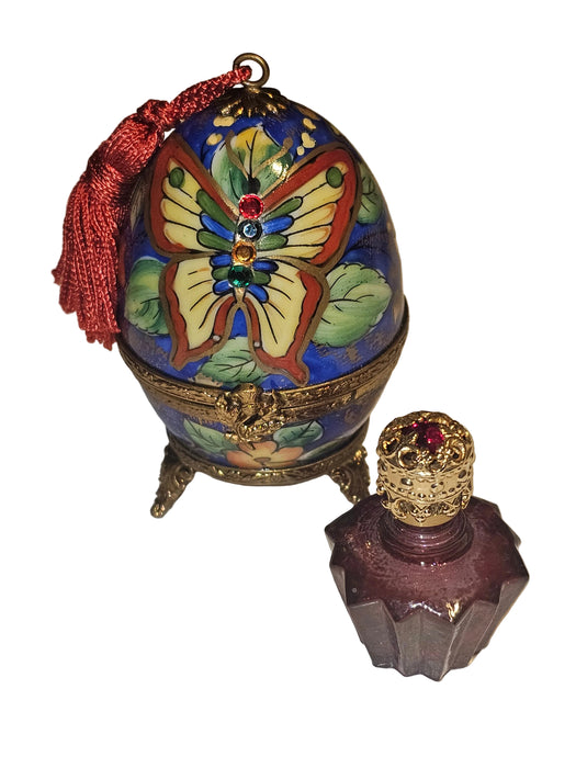 Butterfly Perfume Egg on Stand w Tassel