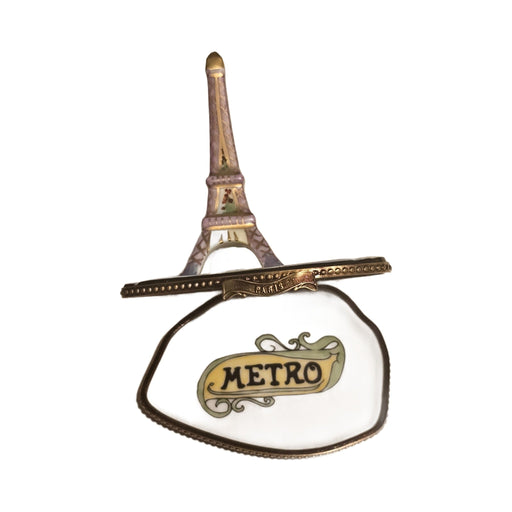 Collectible Eiffel Tower on Map Limoges box with artisan brushwork