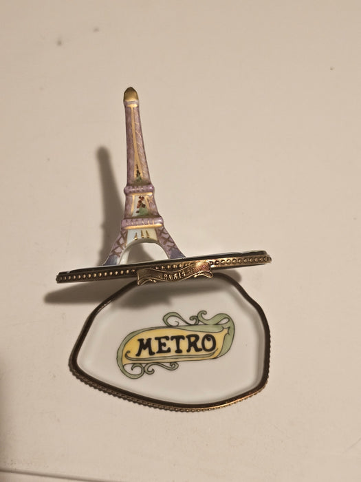 Eiffel Tower on Map France Limoges Box