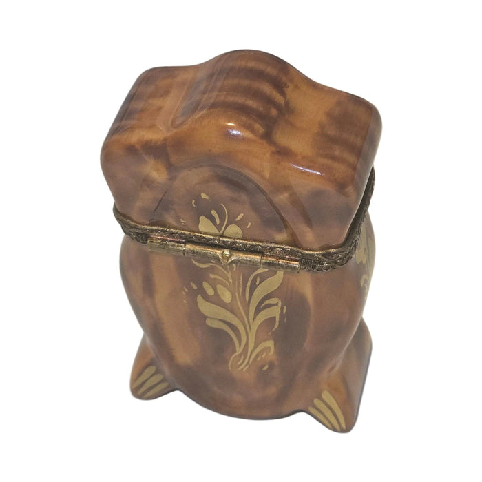 Fine French craftsmanship on the China Cabinet Brown Limoges box, painted by hand