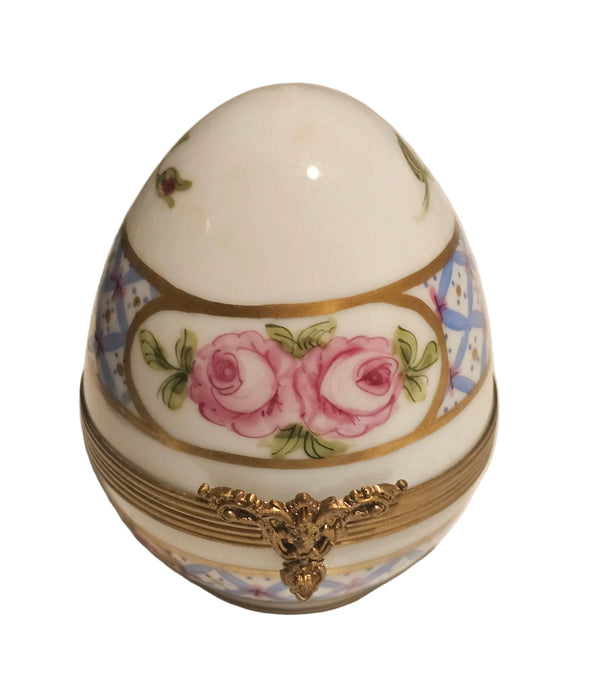 Blue W Roses Egg Limoges Box | Limoges Box