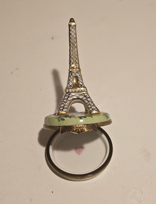 White Eiffel Tower w Flowers Limoges Box