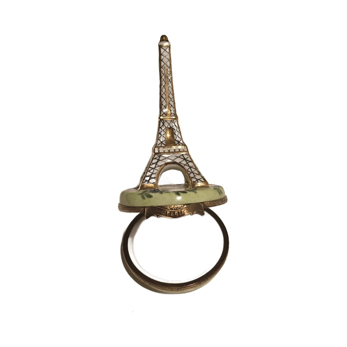 White Eiffel Tower with Flowers Limoges box painted by hand in Limoges, France, a gift to treasure