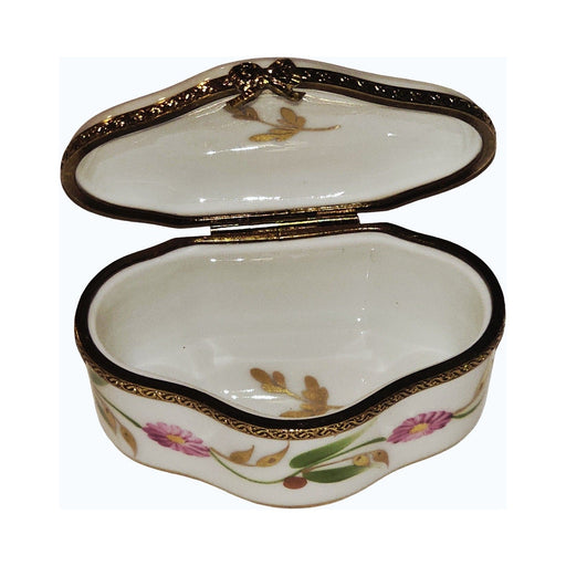 Treasured French collectible: Scalloped Madam Pompadour Roses with Vine Limoges box, painted by hand