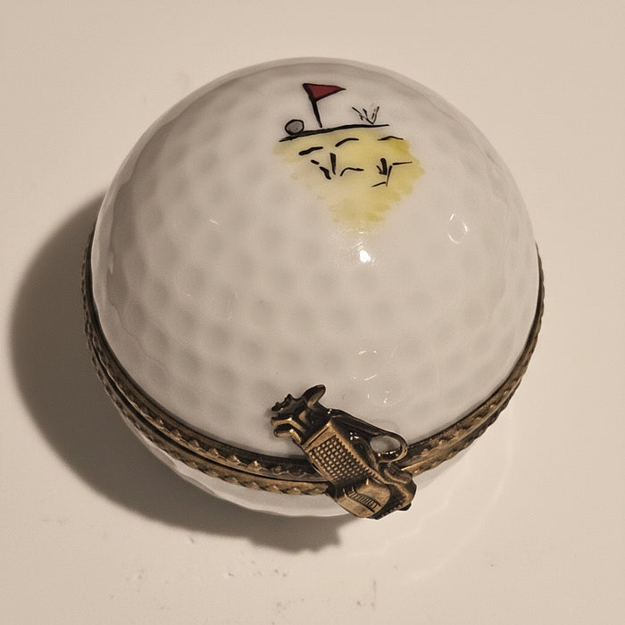 Golf Ball w Flag Painting Inside Authentic Limoges Box