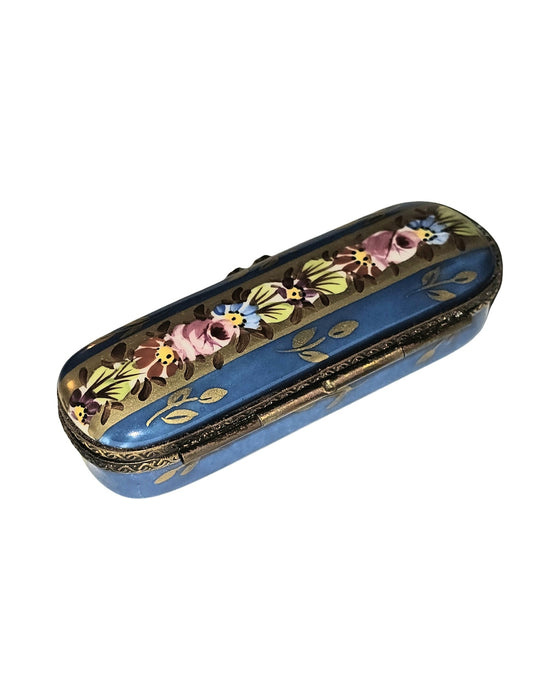 Blue Long Floral Rectangle