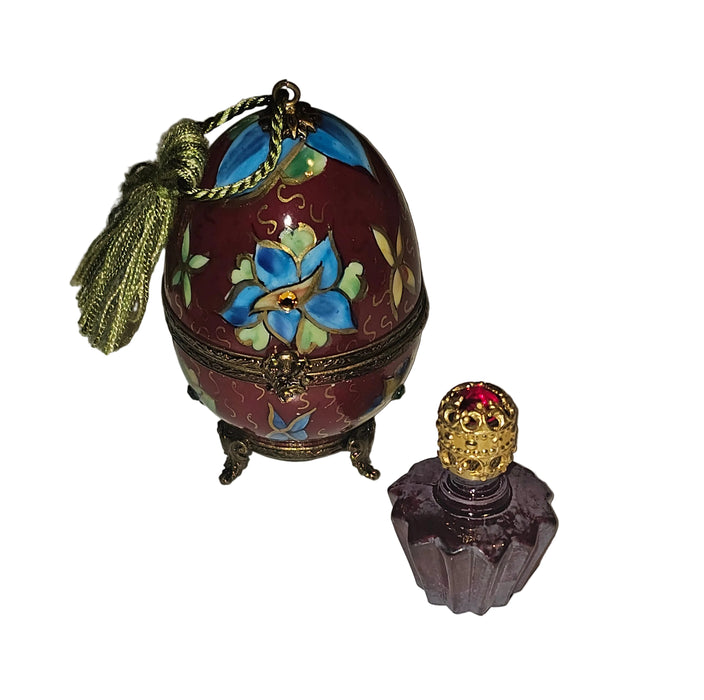 Footed Red Perfume Egg Bold w Tassel
