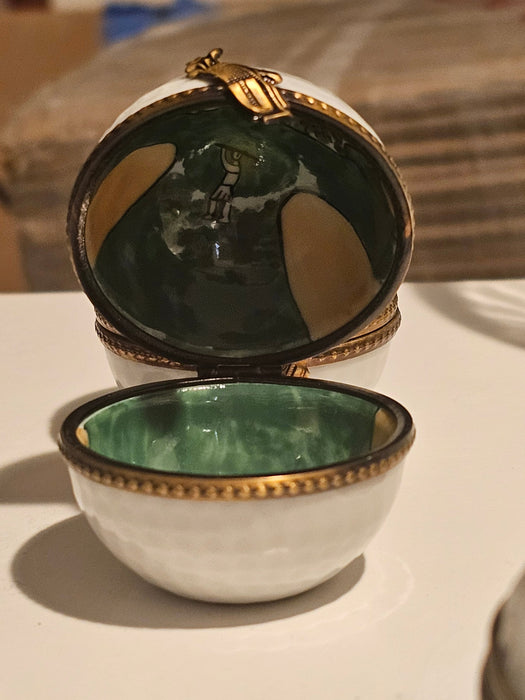 Golf Ball w Flag Painting Inside Authentic Limoges Box