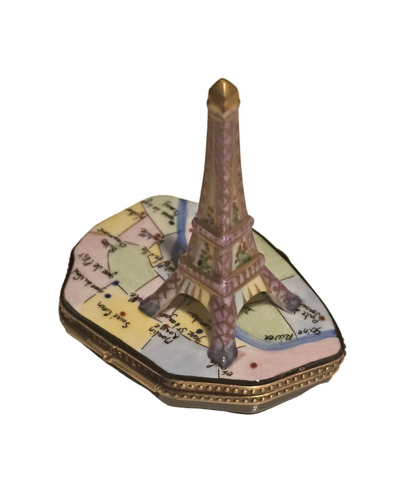 Eiffel Tower on Map France Limoges Box