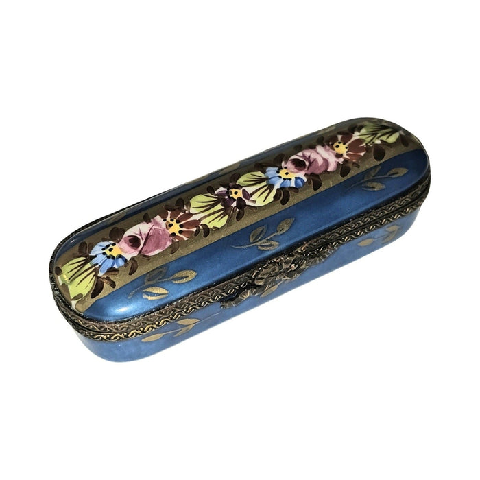 Blue Long Floral Rectangle Limoges box, an heirloom-quality piece for collectors