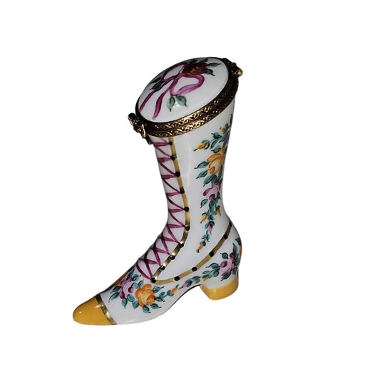 Victorian Boot Box for Collectors Porcelain Limoges Shoe hat French Trinket Box