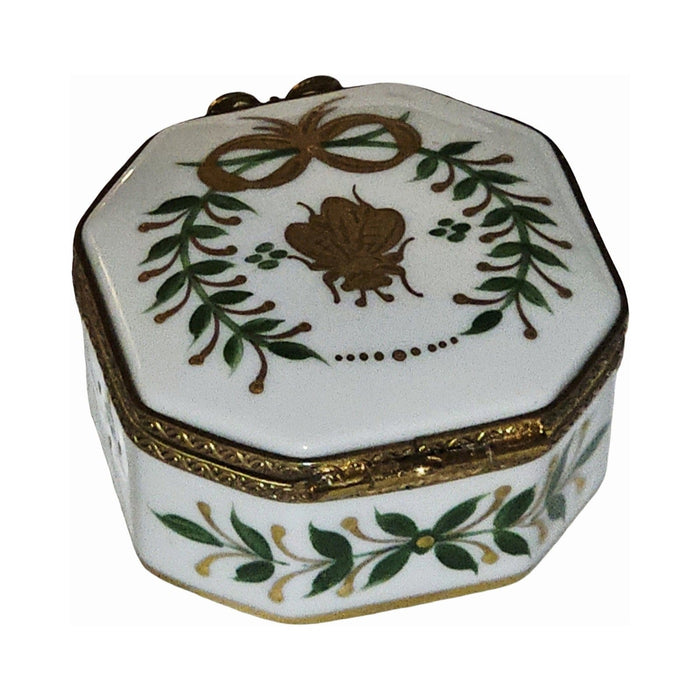 Gift idea for someone who loves France: Emperor Gold Bee Wreath Hexagon Limoges box