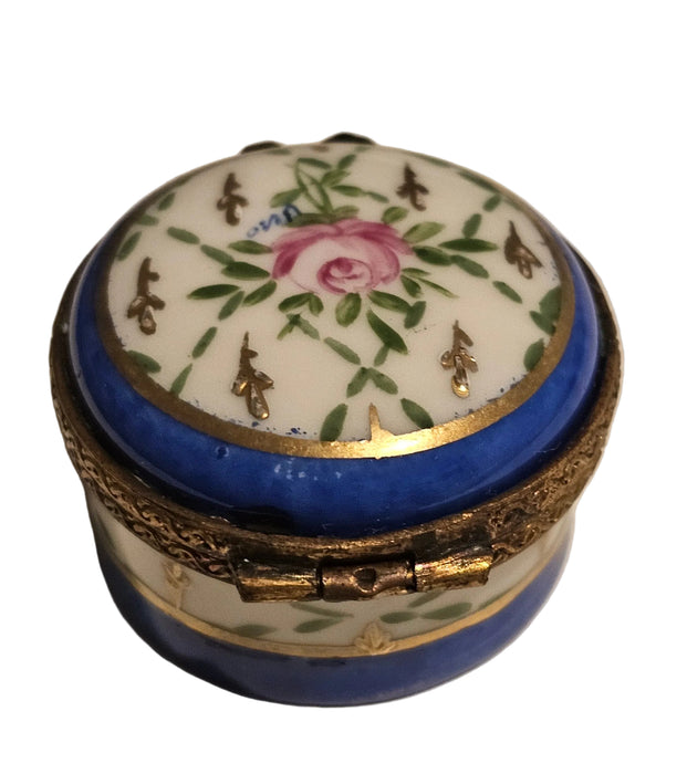 Small Blue Round w Flower Box | Limoges Box)