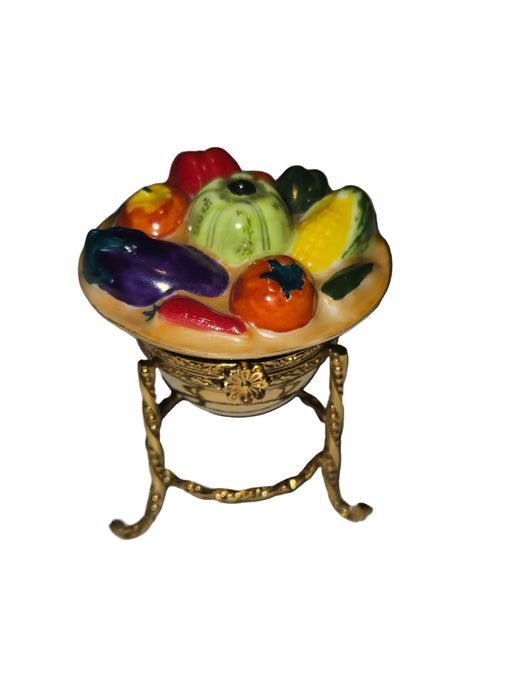 Fruit Basket on Gold Stand Authentic Limoges Box