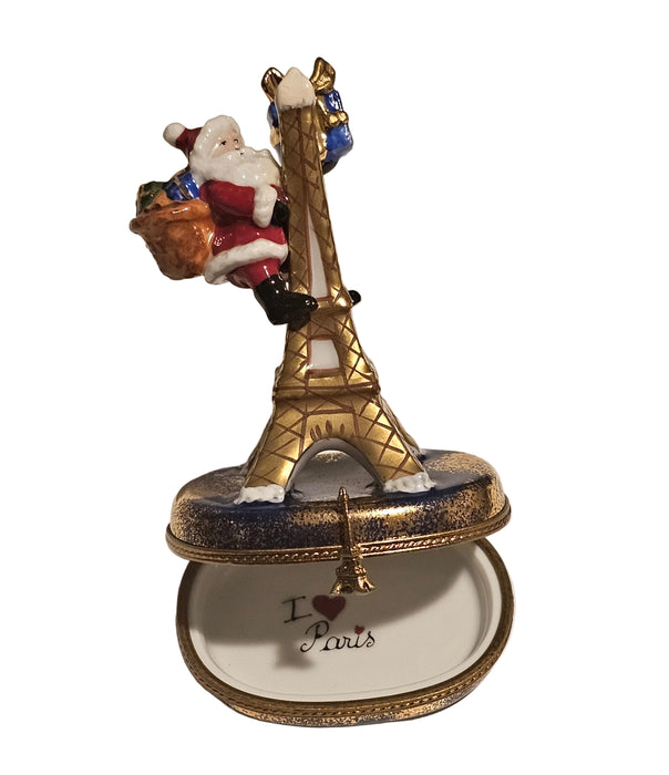 Santa on Eiffel Tower Christmas Rochard Limoges Box
