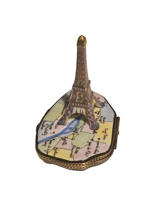 Eiffel Tower on Map France Limoges Box