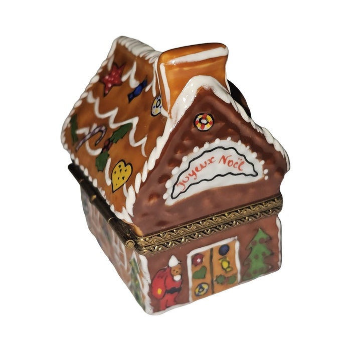 Treasured French collectible: Gingerbread House with Canes Limoges box, painted by hand